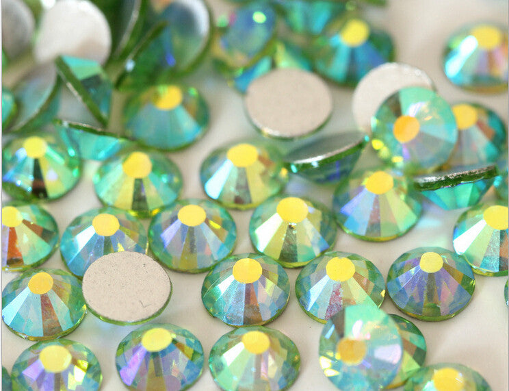 Light Green AB Glass Crystal Glass Rhinestone - SS12, 1440 pieces - 3mm Flatback, Round, Loose Bling - TheDecoKraft
