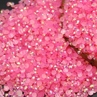 6mm Pink AB Jelly Round Flat Back Loose Rhinestones Non Hotfix