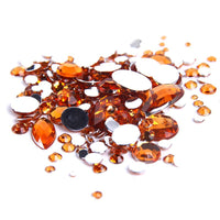 2-18mm Orange Acrylic Mixed Shapes Flat Back Rhinestones - 1000pcs