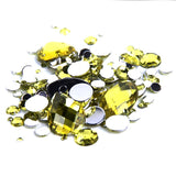 2-18mm Yellow Acrylic Mixed Shapes Flat Back Rhinestones - 1000pcs
