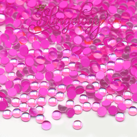 Hot Pink Mermaid Tears Bubble Glass Round Flat Back Loose Rhinestones
