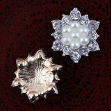 17mm Pearl & Rhinestone Gold Flatback Buttons (NO SHANK) Embellishments Wedding Bridal Hair Accessory Flower Centers
