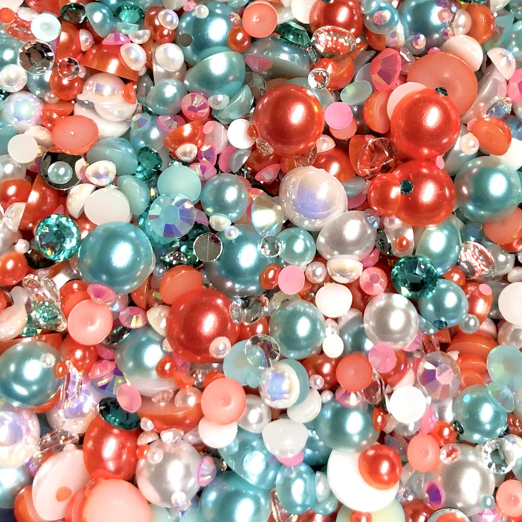 2-10mm Mixed Pearls and Rhinestones Resin Round Flat Back Loose Pearls #66 - 2000pcs