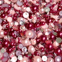 2-10mm Mixed Pearls and Rhinestones Resin Round Flat Back Loose Pearls #63 - 2000pcs