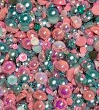 2-10mm Mixed Pearls and Rhinestones Resin Round Flat Back Loose Pearls #62 - 2000pcs