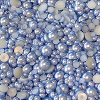 2-10mm Powder Blue Resin Round Flat Back Loose Pearls - 1000pcs