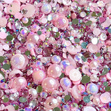 2-10mm Mixed Pearls and Rhinestones Resin Round Flat Back Loose Pearls #105 - 2000pcs