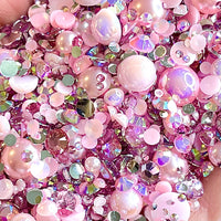 2-10mm Mixed Pearls and Rhinestones Resin Round Flat Back Loose Pearls #105 - 2000pcs