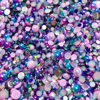 2-10mm Mixed Pearls and Rhinestones Resin Round Flat Back Loose Pearls #3 - 2000pcs