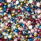 2-10mm Mixed Pearls and Rhinestones Resin Round Flat Back Loose Pearls #91 - 2000pcs