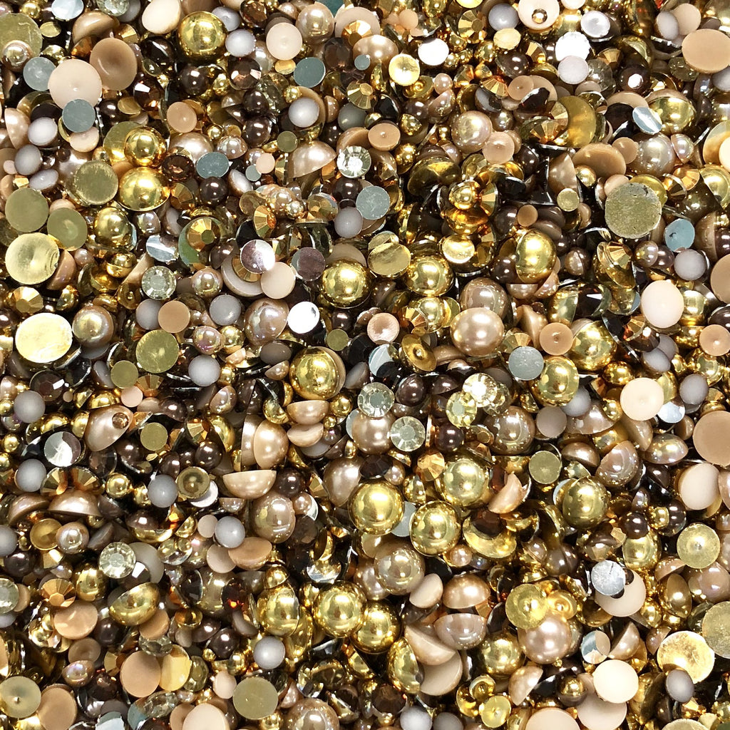 2-10mm Mixed Pearls and Rhinestones Resin Round Flat Back Loose Pearls #9 - 2000pcs