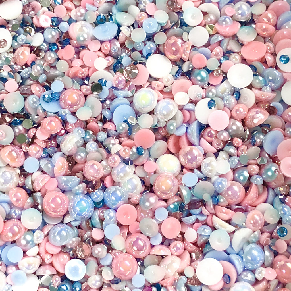 2-10mm Mixed Pearls and Rhinestones Resin Round Flat Back Loose Pearls #4 - 2000pcs