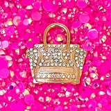 Rose Gold Bling Handbag Purse Rhinestone Flatback Alloy Cabochon Decoden DIY Phone Case Charm Kawaii