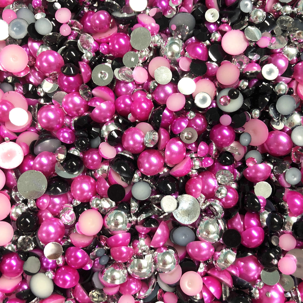 2-10mm Mixed Pearls and Rhinestones Resin Round Flat Back Loose Pearls #13 - 2000pcs