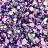 2-10mm Mixed Pearls and Rhinestones Resin Round Flat Back Loose Pearls #18 - 2000pcs