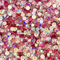 SS6-SS20/2-5mm Pink, Clear, Rose, AB Glass Round Flat Back Rhinestones Mixed Set #7 - 1000pcs