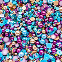2-10mm Mixed Pearls and Rhinestones Resin Round Flat Back Loose Pearls #109 - 2000pcs