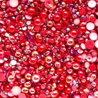 2-10mm Mixed Pearls and Rhinestones Resin Round Flat Back Loose Pearls #110 - 2000pcs