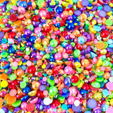 2-10mm Pride Mixed Pearls & Rhinestones Round Flat Back Loose Pearls #115 - 2000pcs