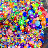 2-10mm Pride Mixed Pearls & Rhinestones Round Flat Back Loose Pearls #115 - 2000pcs