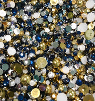 2-10mm Mixed Pearls and Rhinestones Resin Round Flat Back Loose Pearls #20 - 2000pcs
