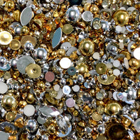 2-10mm Mixed Pearls and Rhinestones Resin Round Flat Back Loose Pearls #24 - 2000pcs
