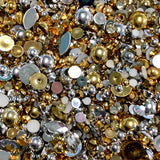 2-10mm Mixed Pearls and Rhinestones Resin Round Flat Back Loose Pearls #24 - 2000pcs