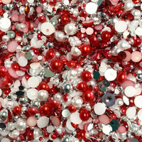 2-10mm Mixed Pearls and Rhinestones Resin Round Flat Back Loose Pearls #23 - 2000pcs