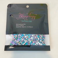 2-6mm Mixed Pink Purple Aqua Round Flat Back Loose Rhinestones #44 - 5000pcs