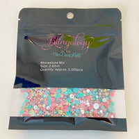 2-6mm Mixed Pink Champagne Aqua Round Flat Back Loose Rhinestones #46 - 5000pcs