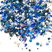 2-6mm Mixed Royal Blue, Navy, Light Sapphire Resin Jelly Round Flat Back Loose Rhinestones #2 - 5000pcs