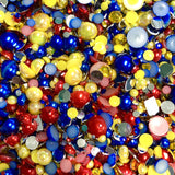 2-10mm Mixed Pearls and Rhinestones Resin Round Flat Back Loose Pearls #27 - 2000pcs