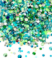 2-6mm Mixed Aqua, Green, AB Resin Jelly Round Flat Back Loose Rhinestones #6 - 5000pcs