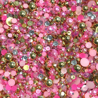 2-10mm Mixed Pearls and Rhinestones Resin Round Flat Back Loose Pearls #30 - 2000pcs