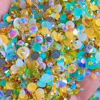 2-6mm Mixed Beach Life Jelly Round Flat Back Loose Rhinestones #39 - 5000pcs