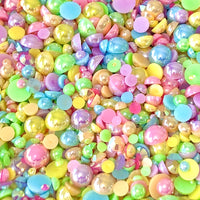 2-10mm Mixed Pearls and Rhinestones Resin Round Flat Back Loose Pearls #35 - 2000pcs