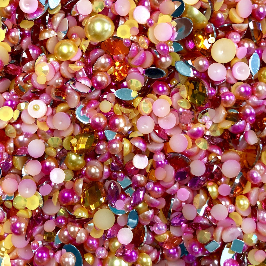 2-10mm Mixed Pearls and Rhinestones Resin Round Flat Back Loose Pearls #32 - 2000pcs
