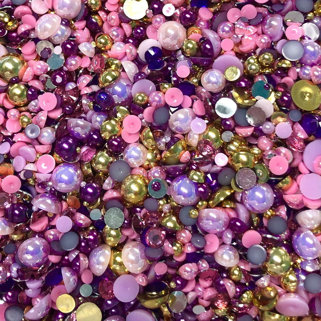 2-10mm Mixed Pearls and Rhinestones Resin Round Flat Back Loose Pearls #34 - 2000pcs