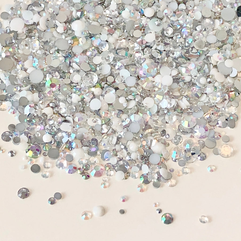 2-6mm Mixed White, Clear AB, Silver Resin Jelly Round Flat Back Loose Rhinestones #8 - 5000pcs