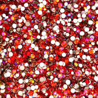 SS6-SS20/2-5mm Siam Red, Orange, Rainbow Glass Round Flat Back Rhinestones Mixed Set #14 - 1000pcs