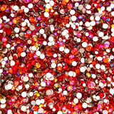 SS6-SS20/2-5mm Siam Red, Orange, Rainbow Glass Round Flat Back Rhinestones Mixed Set #14 - 1000pcs