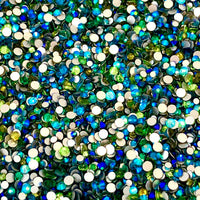 SS6-SS20/2-5mm Aqua, Green, Blue AB Glass Round Flat Back Rhinestones Mixed Set #12 - 1000pcs