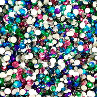 SS6-SS20/2-5mm Green Volcano, Fuchsia, Purple AB Glass Round Flat Back Rhinestones Mixed Set #15 - 1000pcs