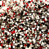 SS6-SS20/2-5mm Georgia Red, Black, Clear Glass Round Flat Back Rhinestones Mixed Set #11- 1000pcs