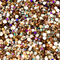 SS6-SS20/2-5mm Champs, Rose Gold, Topaz Glass Round Flat Back Rhinestones Mixed Set #4 - 1000pcs