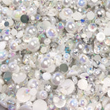 2-10mm Mixed Pearls and Rhinestones Resin Round Flat Back Loose Pearls #36 - 2000pcs