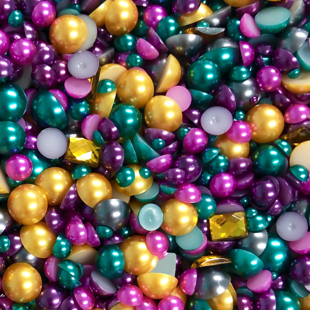 2-10mm Mixed Pearls and Rhinestones Resin Round Flat Back Loose Pearls #37 - 2000pcs
