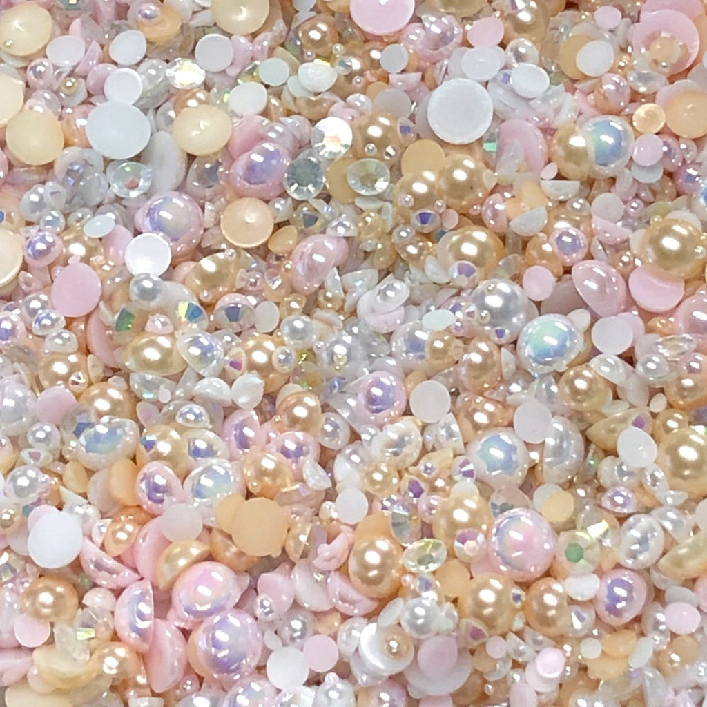 2-10mm Mixed Pearls and Rhinestones Resin Round Flat Back Loose Pearls #38 - 2000pcs