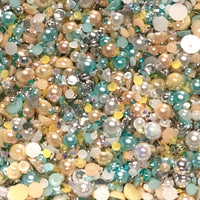 2-10mm Mixed Pearls and Rhinestones Resin Round Flat Back Loose Pearls #39 - 2000pcs