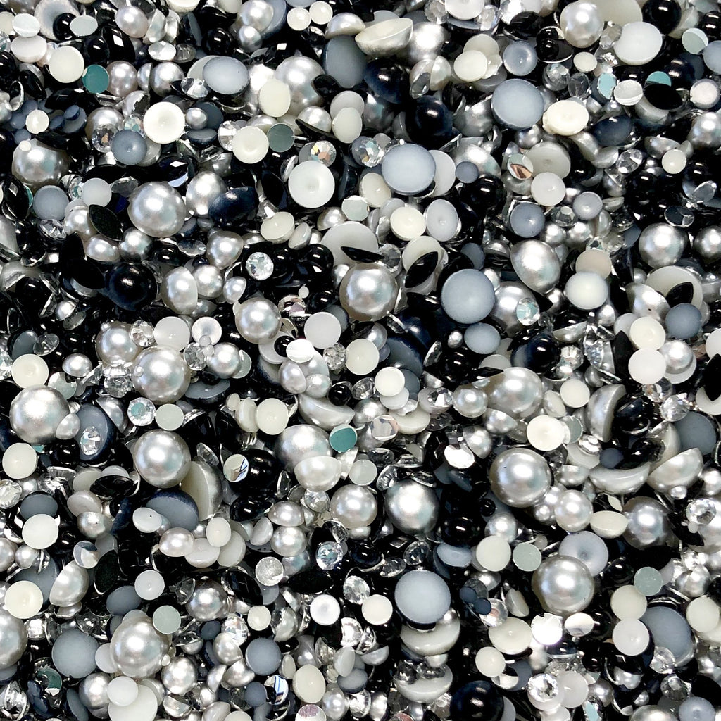 2-10mm Mixed Pearls and Rhinestones Resin Round Flat Back Loose Pearls #42 - 2000pcs